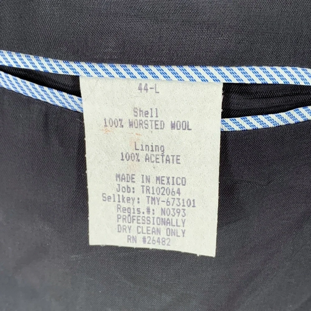 TOMMY HILFIGER Black Pinstripe Wool Blazer 44 Long